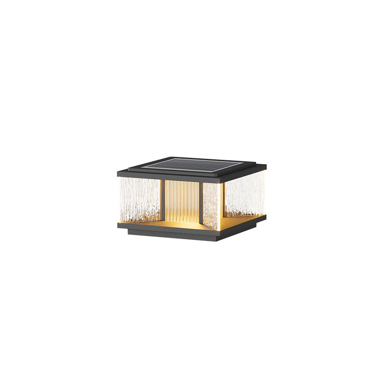 Luz de jardín solar impermeable de aluminio con vidrio cuadrado ondulado por el agua y LED de simplicidad moderna para poste 