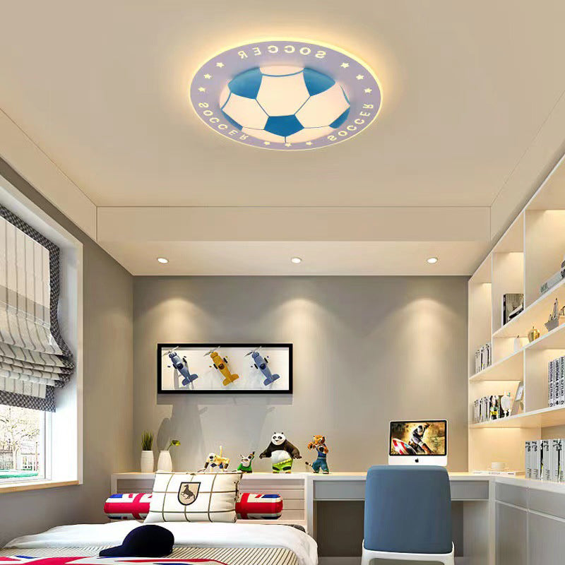 Boule de football Art Déco moderne Plafonnier LED en acrylique rond et fer pour salon 