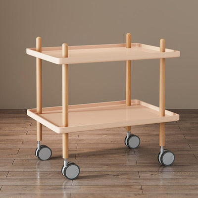 Table basse moderne minimaliste carrée en PP avec plateau en bois massif et métal à 2 étagères pour salon 