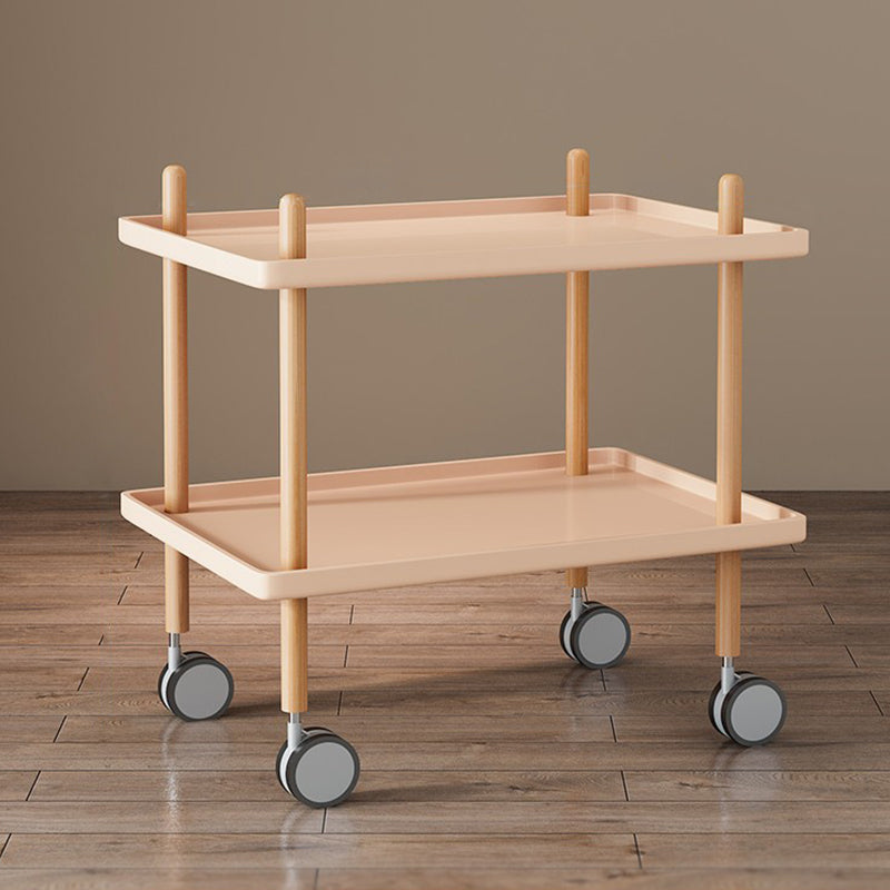 Table basse moderne minimaliste carrée en PP avec plateau en bois massif et métal à 2 étagères pour salon 
