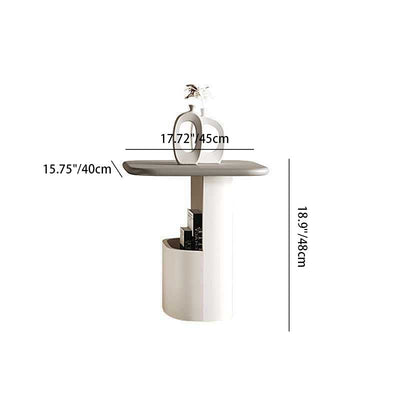 Mesa Auxiliar Moderna de Lujo Cuadrada Ovalada con Panel de Roca de Acero Inoxidable de 1 Nivel para Sala de Estar 