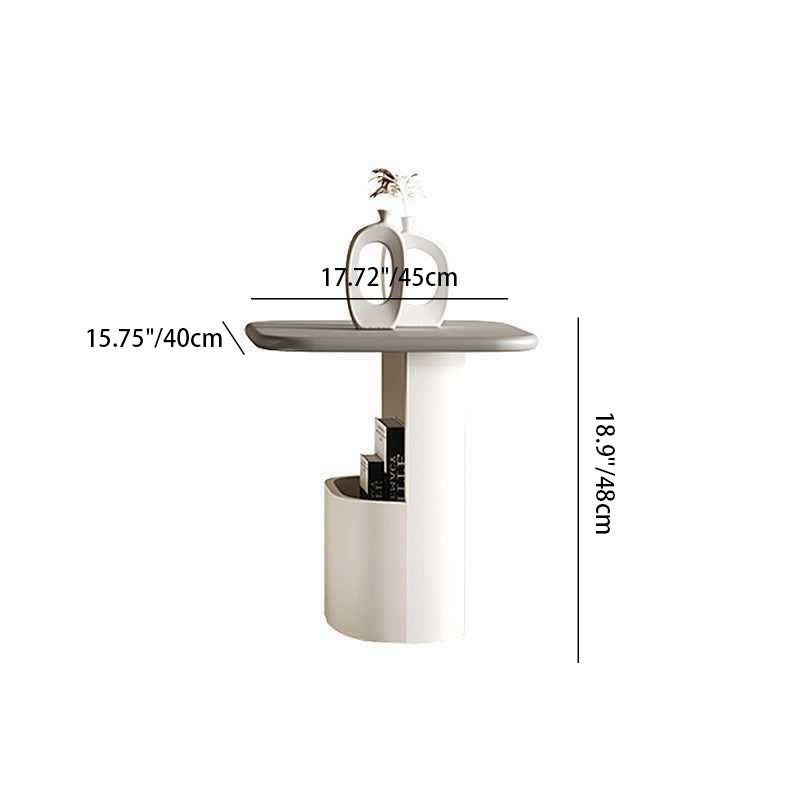 Mesa Auxiliar Moderna de Lujo Cuadrada Ovalada con Panel de Roca de Acero Inoxidable de 1 Nivel para Sala de Estar 