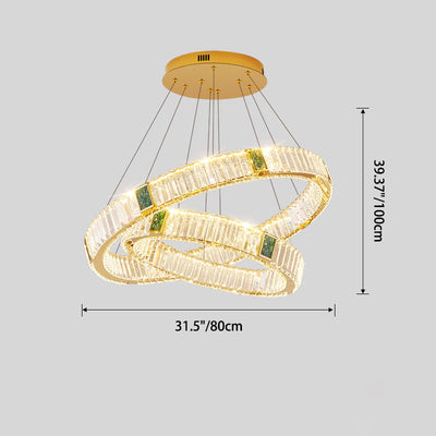 Lustre LED en cristal moderne de luxe rond en cristal titane en acier inoxydable pour salon 