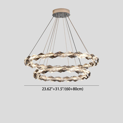 Moderner minimalistischer runder LED-Kronleuchter aus Kristalleisen für Wohnzimmer 