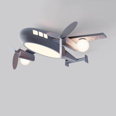 Nordic Creative Kids Cartoon Wrought Iron Airplane LED Flush Mount Ceiling Light