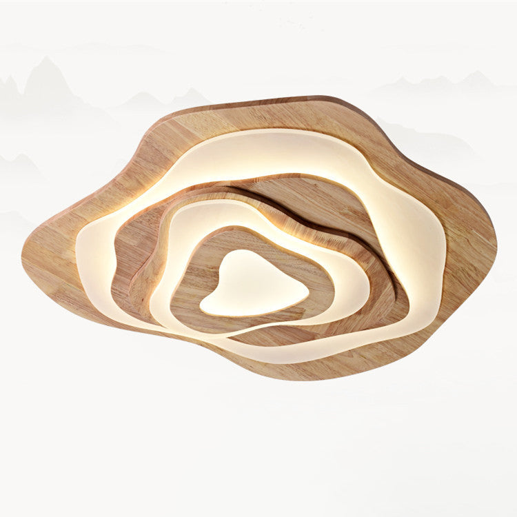 Luz de techo LED de montaje empotrado con diseño ondulado de grano de madera Zen chino tradicional para sala de estar 