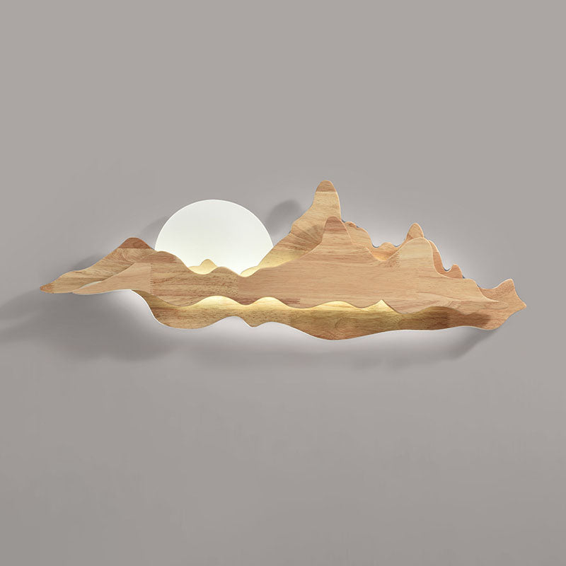 مصباح حائط LED بتصميم المناظر الطبيعية الخشبية الصينية التقليدية لغرفة المعيشة 