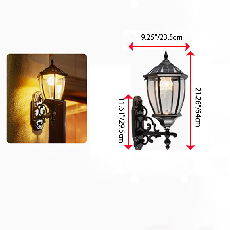 مصباح شمسي LED زجاجي من الألومنيوم الأوروبي التقليدي مقاوم للماء لتثبيت الجدران في الفناء الخارجي 