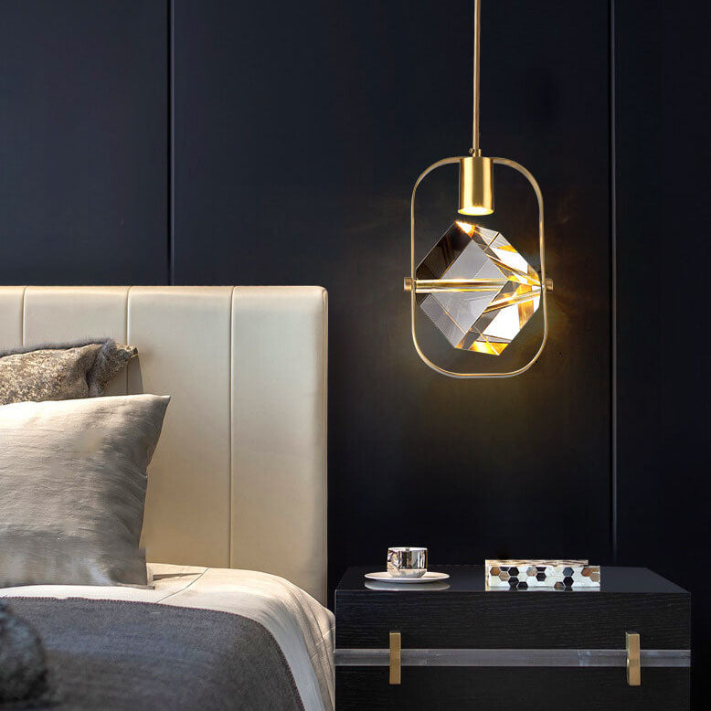 Moderne einfache Eisen-Kupfer-Quadrat-Kreis-Langlinien-1-Licht-Pendelleuchte 