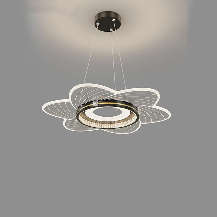 Lustre LED en acrylique cristal contemporain de luxe avec abat-jour tourbillon pour chambre 