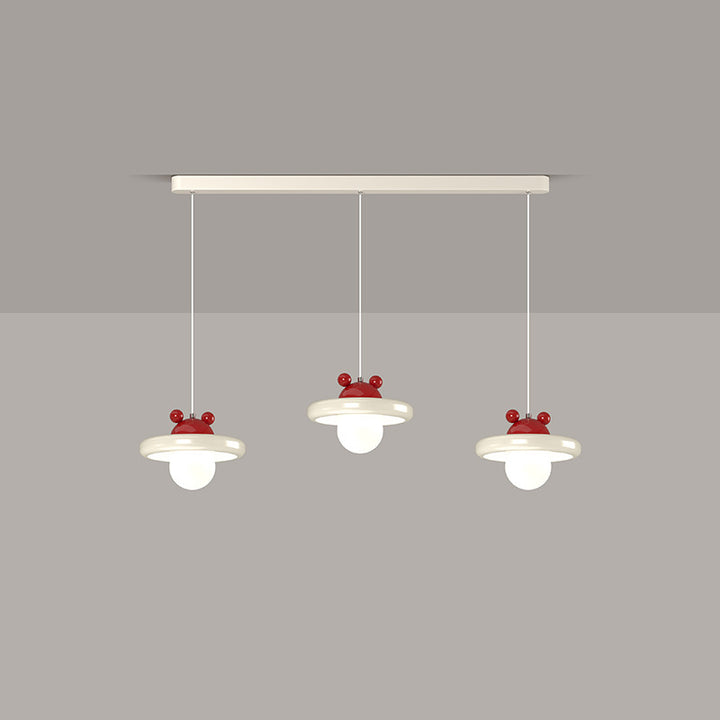 Zeitgenössischer nordischer Kirschglas-Eisen-3-Licht-Insel-Kronleuchter für Wohnzimmer 