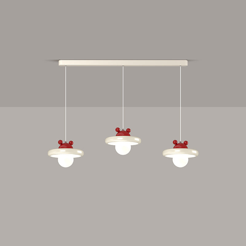 Zeitgenössischer nordischer Kirschglas-Eisen-3-Licht-Insel-Kronleuchter für Wohnzimmer 