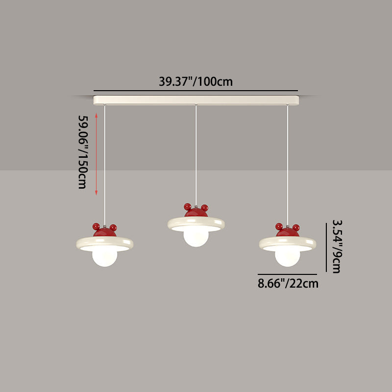Zeitgenössischer nordischer Kirschglas-Eisen-3-Licht-Insel-Kronleuchter für Wohnzimmer 
