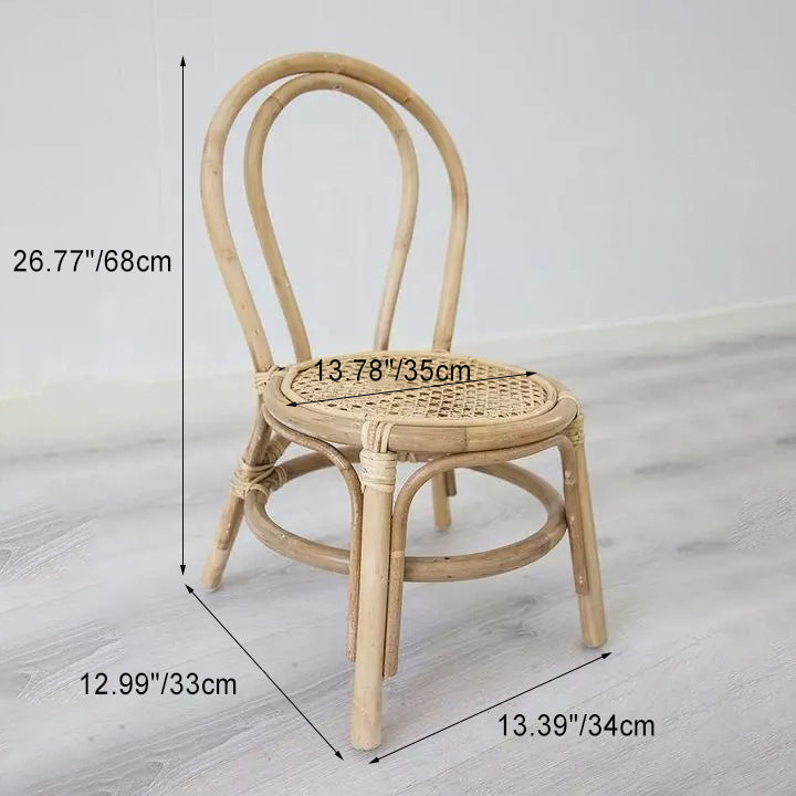 Tabouret rond en rotin tressé traditionnel japonais avec dossier en nœud papillon pour entrées 