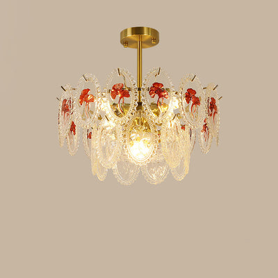 Lustre à 6 lumières en verre avec matériel ovale rond moderne de luxe pour salon 