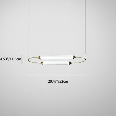 Zeitgenössische industrielle Streifen elliptische Eisen Glas LED Pendelleuchte für Esszimmer 