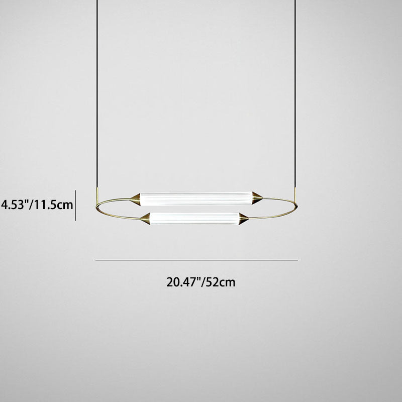 Zeitgenössische industrielle Streifen elliptische Eisen Glas LED Pendelleuchte für Esszimmer 