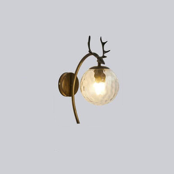 Nordic Light Luxus Eisen Geweih Globus Glas 1-Licht Wandleuchte 