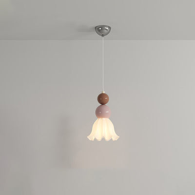 Modern Minimalist Round Gourd Petal Hardware Glass 1-Light Pendant Light For Bedroom