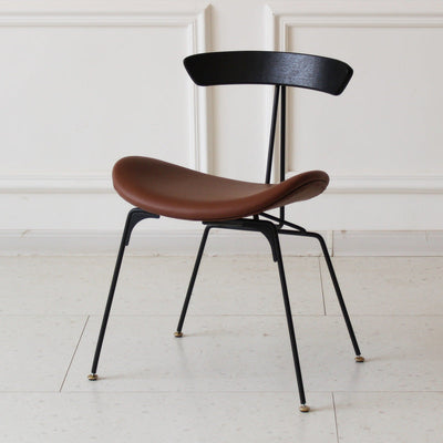 Chaise de salle à manger contemporaine en fourmi industrielle, bois, armature en cuir, tissu, éponge avec dossier pour salle à manger 