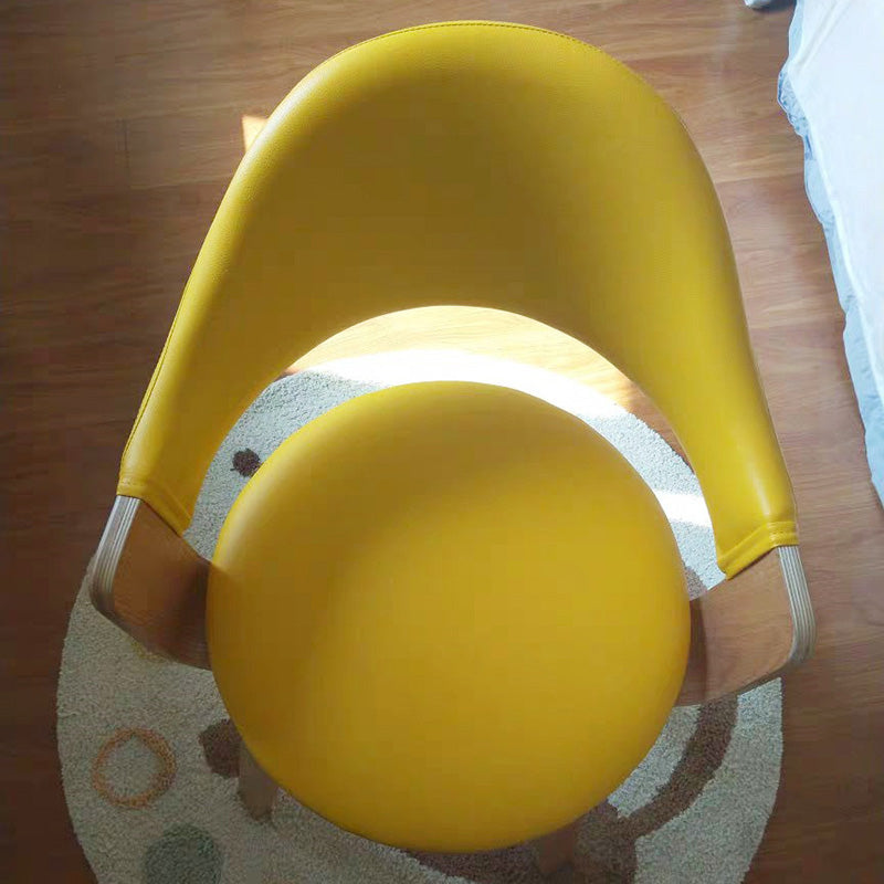 Zeitgenössischer nordischer PU-Leder gepolsterter Holzrahmen ergonomischer Drehstuhl mit Rückenlehne und Armlehne für das Home Office 