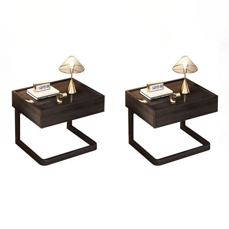 Modern Minimalist Rectangular MDF Steel Nightstand 1-Drawer For Bedside