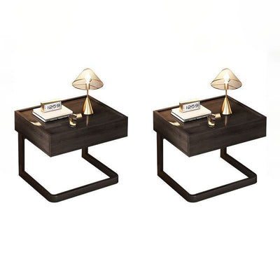Table de chevet moderne minimaliste rectangulaire en panneau manufacturé avec 1 tiroir pour le côté du lit 