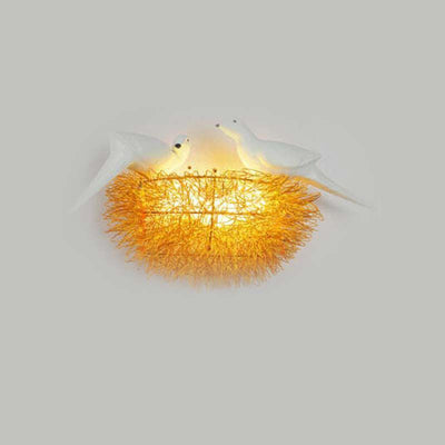 Contemporary Creative Aluminum Bird's Nest 3/5-Light Wall Sconce Lamp For Living Room