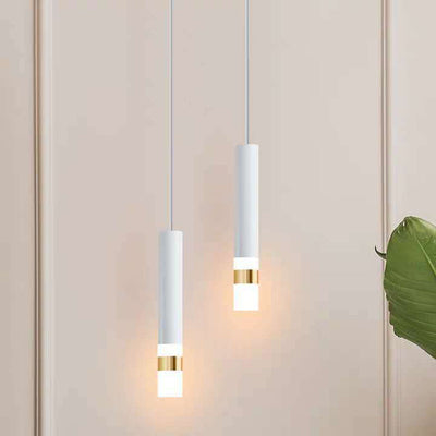 Modern Minimalist Cylinder Aluminum Acrylic LED Pendant Light For Bedroom