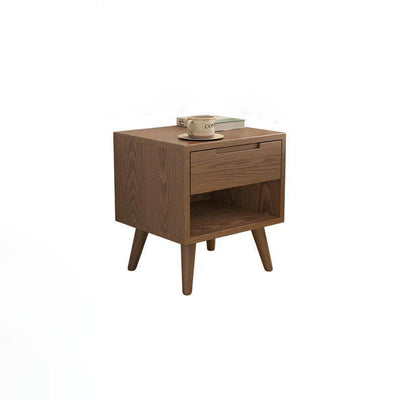 Table de nuit carrée en bois de caoutchouc moderne avec 1/2 tiroir pour chevet 