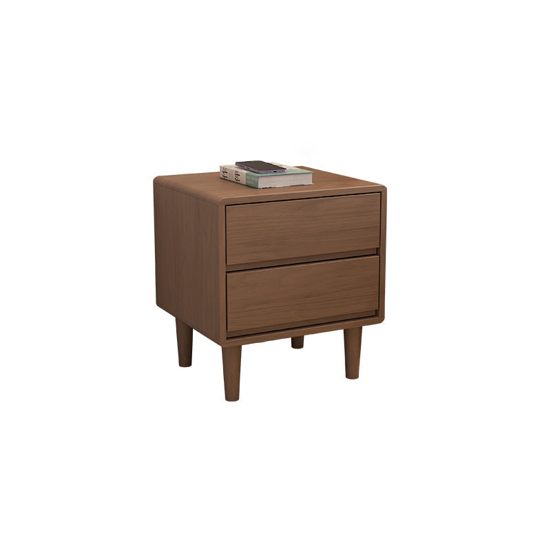 Table de nuit en bois de caoutchouc carré cubique rectangulaire moderne avec 1/2 tiroir pour chevet 