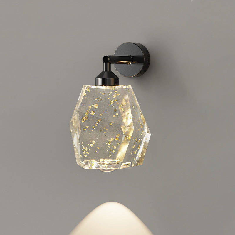 Zeitgenössische Luxus-Vollkupferrahmen Harz Blattgold Tintenmalerei Schatten LED Wandleuchte Lampe für Wohnzimmer 