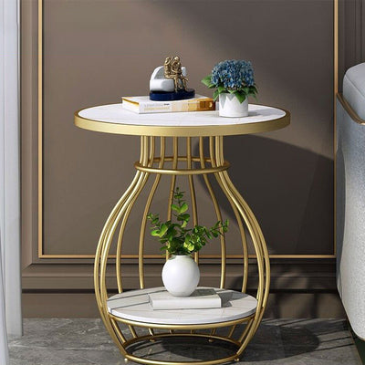Table basse ronde contemporaine en forme de cage à oiseaux en métal inoxydable ardoise pour salon 