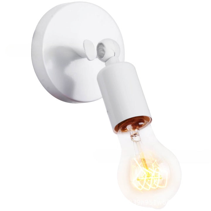 Contemporary Industrial Iron Round Exposed Bulb 1-Light Wall Sconce Lamp For Entryway