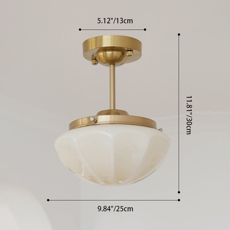 Suspension contemporaine scandinave ronde en fer et verre crème à 1 lumière pour salon 