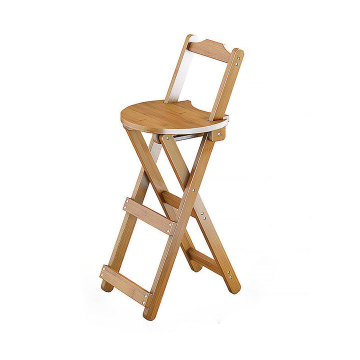 Simplicidad contemporánea Taburete de bar plegable con patas en forma de X de bambú Respaldo bajo Reposapiés para comedor 