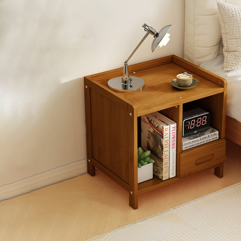 Table de nuit moderne minimaliste rectangulaire en bambou à densité de panneau 1/3 tiroir pour chambre 