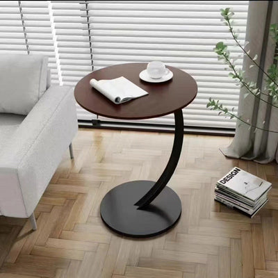 طاولة جانبية مستديرة حديثة بتصميم بسيط من خشب MDF وحبيبات الخشب والفولاذ المقاوم للصدأ لغرفة المعيشة 