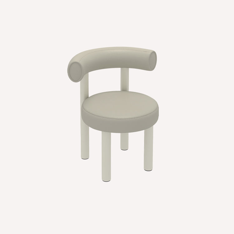 Tabouret de vanité rond nordique contemporain en cuir artificiel avec cadre en fer et dossier arqué pour chambre 