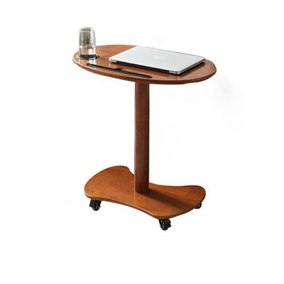Table basse ovale minimaliste moderne en bois massif et plastique à 4 roues pour salon 