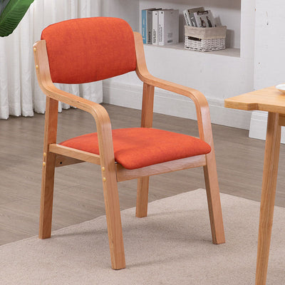 Chaise de salle à manger en tissu moderne simplicité bois éponge carrée dossier accoudoir pour salle à manger 