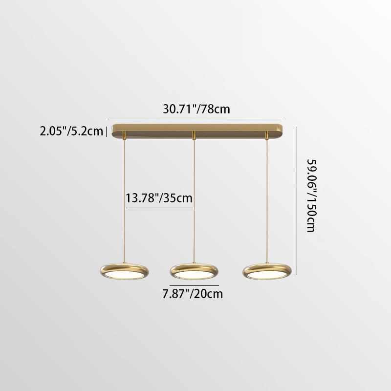 Moderne minimalistische Edelstahl-Aluminium-Disc-Shade LED-Insel-Licht-Kronleuchter für Wohnzimmer 