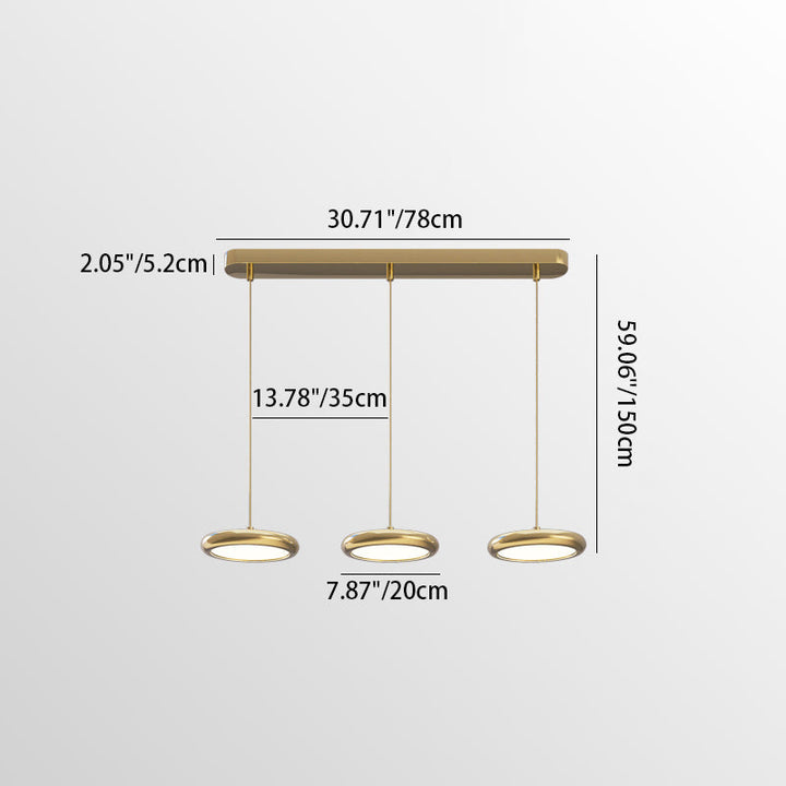 Moderne minimalistische Edelstahl-Aluminium-Disc-Shade LED-Insel-Licht-Kronleuchter für Wohnzimmer 