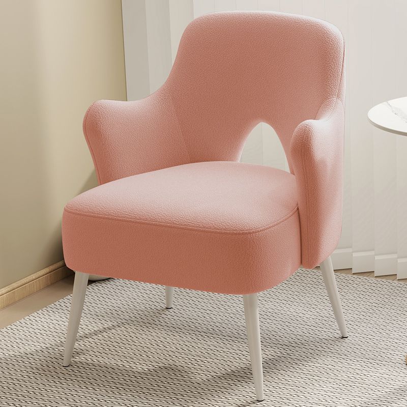 Modern Minimalist Curved Back Plywood Sponge Metal Accent Chair Backrest Armrest For Living Room