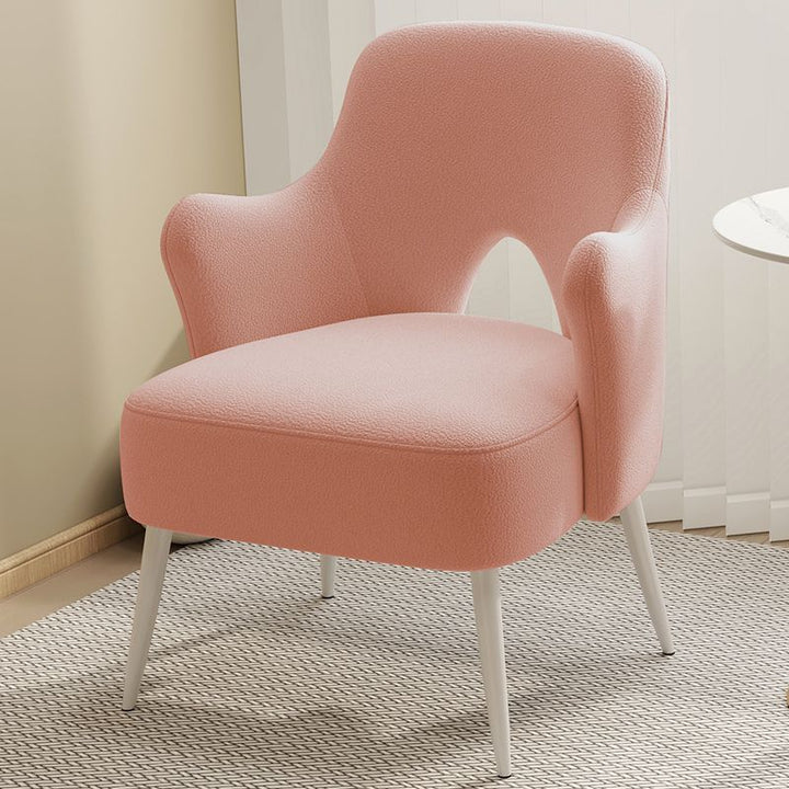 Modern Minimalist Curved Back Plywood Sponge Metal Accent Chair Backrest Armrest For Living Room