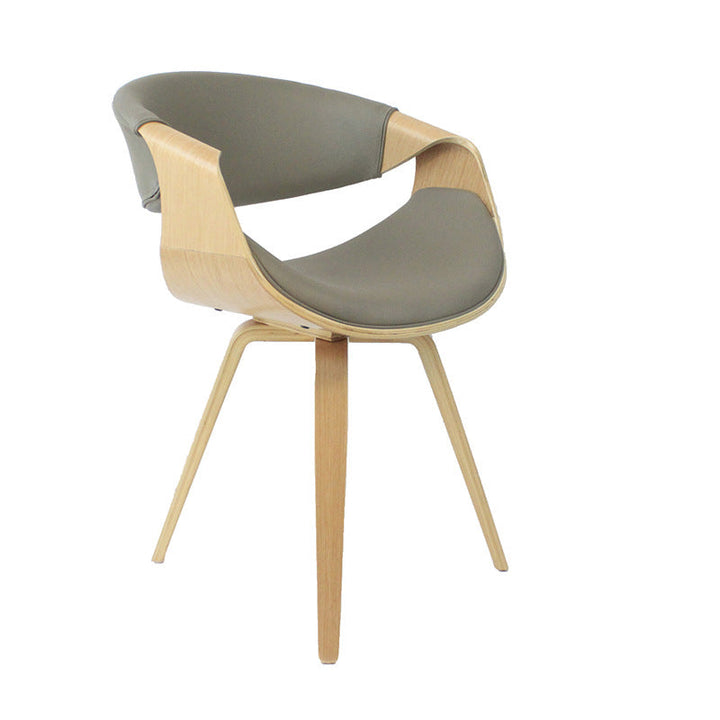 Silla de comedor contemporánea de lujo Arc, de madera contrachapada tapizada en algodón, lino y piel sintética, con respaldo y reposabrazos, para comedor 