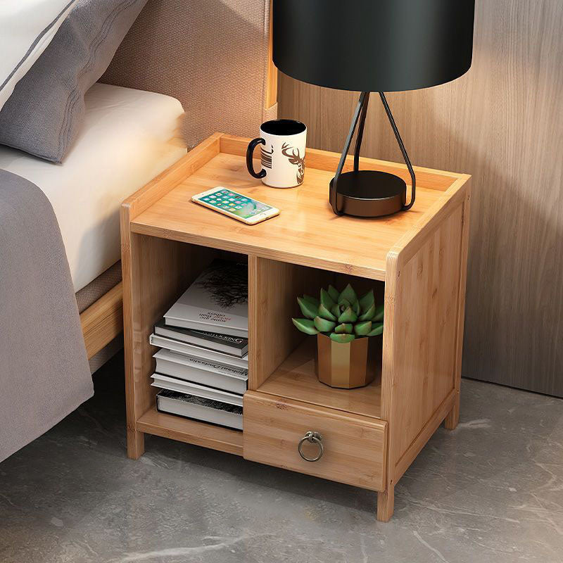 Table de chevet rectangulaire minimaliste moderne en bois massif avec 1/3 tiroir pour chambre 