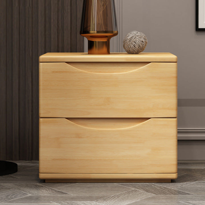 Mesita de noche tradicional japonesa rectangular cúbica de madera de caucho y metal con 2/3 cajones para el lado de la cama 