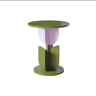 Table basse de salon contemporaine avec plateau en verre ondulé et design tulipe 