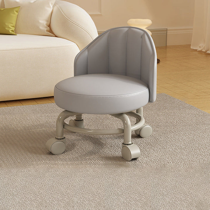 Modern Minimalist Removable Round Curved Corner Faux Leather Iron Chair Backrest Armless For Living Room